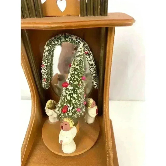 VTG Enesco Rotating Christmas Angels SILENT NIGHT Wooden Display with Drawer - Picture 8 of 12